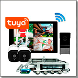 Комплект беспроводной Wi-Fi видеодомофон SkyNet 1000 (1+2+400G) + 2 камеры и электромагнитный замок